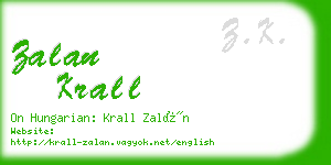 zalan krall business card